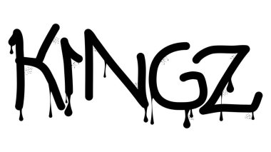Kingz, modern argo (krallar) renkli graffiti etiketi. Soyut modern sokak sanatı dekorasyonu kentsel resim tarzında gerçekleştirildi.