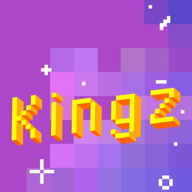 Kingz, geometrik grafik arkaplanlı modern argo (Kings) kelimesi. Vektör çizgi film illüstrasyonu.