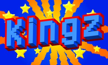 Kingz, geometrik grafik arkaplanlı modern argo (Kings) kelimesi. Vektör çizgi film illüstrasyonu.