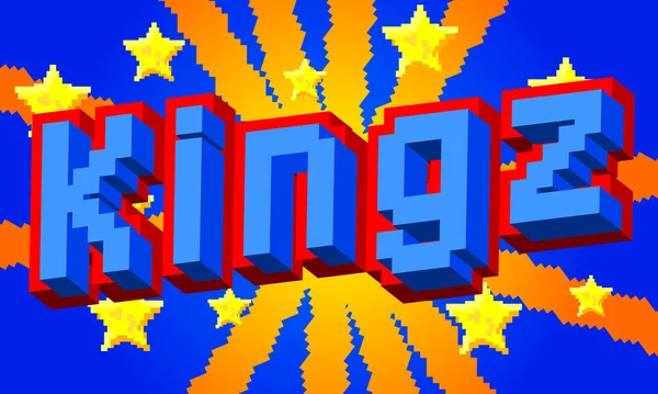 Kingz, geometrik grafik arkaplanlı modern argo (Kings) kelimesi. Vektör çizgi film illüstrasyonu.