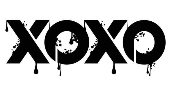 Xoxo Färgad Graffiti Tag Förkortning Kramar Och Kyssar Informell Term — Stock vektor