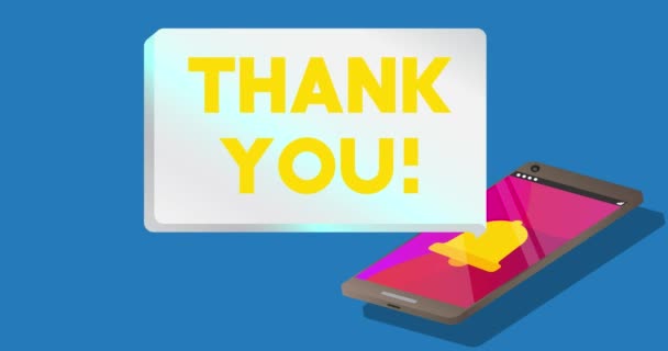 Dziękujemy Tekst Bańkę Powiadomień Przenośnego Ekranu Urządzenia Informacyjnego Aplikacja Mobilna — Wideo stockowe