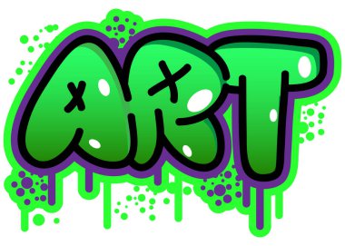 Sanat, Graffiti etiketi. Soyut modern sokak sanatı dekorasyonu kentsel resim tarzında gerçekleştirildi.