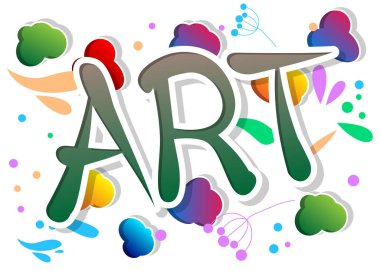 Art. Word written with Children's font in cartoon style.