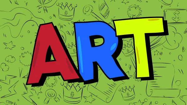 Art Palabra Escrita Con Fuente Children Estilo Cartoon — Vector de stock