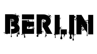 Berlin. Graffiti etiketi. Soyut modern sokak sanatı dekorasyonu kentsel resim tarzında gerçekleştirildi.