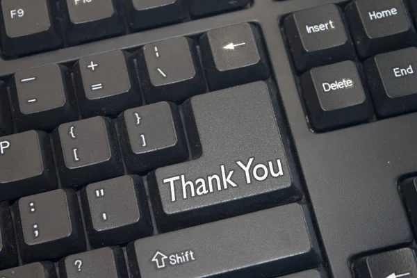 Black Computer Keyboard Thank You Text Close Electronic Computer Device — Fotografia de Stock