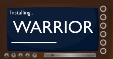 Installing Warrior. Text screen on old TV