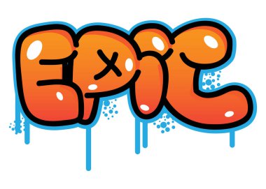 Destansı. Graffiti etiketi. Soyut modern sokak sanatı dekorasyonu kentsel resim tarzında gerçekleştirildi.