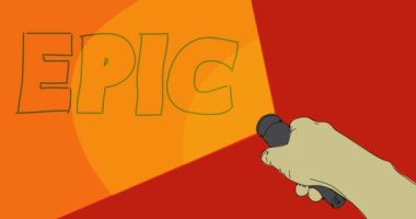 El feneri destansı metni aydınlatır. El ele tutuşan LED elektrikli lamba. Soyut canlandırılmış video.