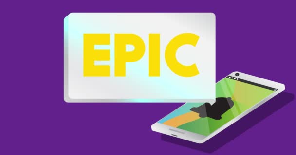 Epic Text Notification Bubble Portable Information Device Screen Mobile App — Stockvideo