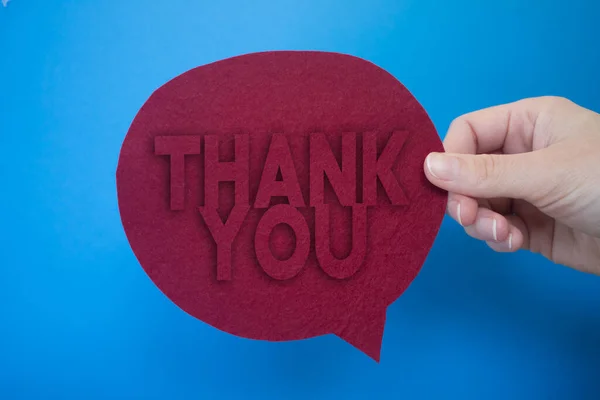 Speech Bubble Front Colored Background Thank You Text — Stockfoto