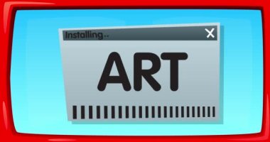 Abstract cartoon screen with the Art word in an install window.