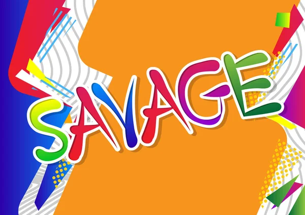 Savage Word Written Children Font Cartoon Style — стоковый вектор