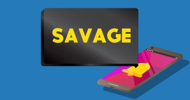 Savage Text Notification Bubble Portable Information Device Screen Mobile App — Video Stock