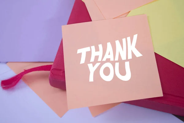 Thank You Text Adhesive Note Paper Event Celebration Reminder Message — Stockfoto