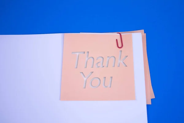 Thank You Text Adhesive Note Paper Event Celebration Reminder Message — Stockfoto