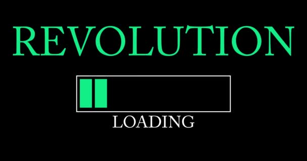 Revolution Text Mit Loading Downloading Uploading Bar Indikator Herunterladen Hochladen — Stockvideo