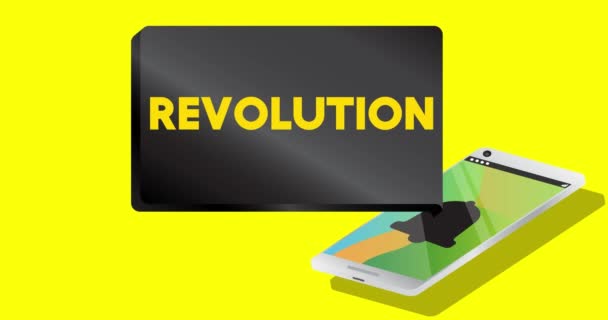 Taşınabilir Bilgi Aygıtı Ekranından Bildirim Baloncuğu Üzerine Devrim Metni Mobil — Stok video