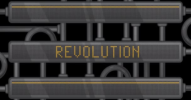 Revolutietekst Een Digitaal Led Paneel Mededeling Met Lichtapparatuur — Stockvideo