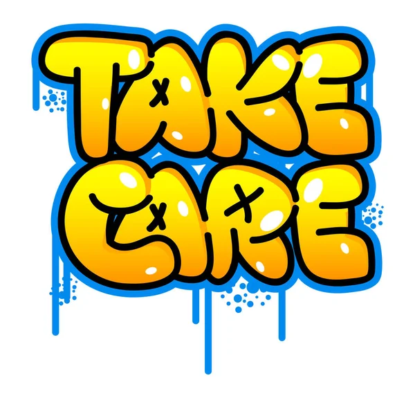 Take Care Graffiti Tag Abstract Modern Street Art Decoration Performed — Vector de stock