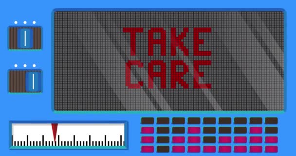 Led Light Take Care Text on Electric Machine Screen — Video