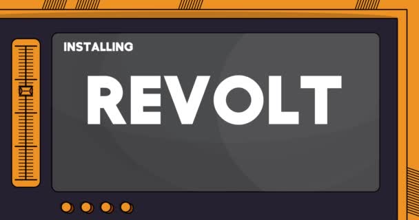 Computadora Dibujos Animados Con Palabra Revolt Mensaje Vídeo Una Pantalla — Vídeos de Stock