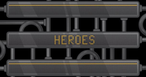 Heroes Text Digital Led Panel Announcement Message Light Equipment — Vídeos de Stock