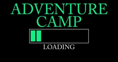 Macera Kampı metni Yükleme, İndirme, Gönderme Çubuğu Göstergesi. Bilgisayar ekranına yükle, yükle.