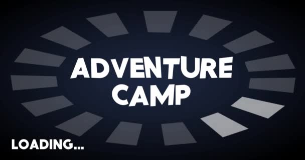 Adventure Camp Text Mit Loading Downloading Uploading Bar Indikator Herunterladen — Stockvideo