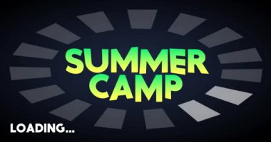 Summer Camp. Text with Loading, Downloading, Uploading Bar Indicator. Download, Upload on computer screen.