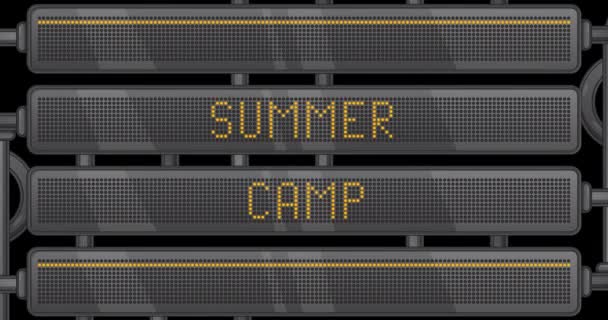Summer Camp Text Digital Led Panel Announcement Message Light Equipment — Stockvideo
