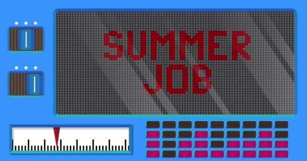 Summer Job Κείμενο Ένα Ψηφιακό Πάνελ Led Μήνυμα Ανακοίνωσης Ελαφρύ — Αρχείο Βίντεο