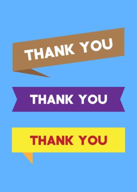 Set of ribbon with Thank You text. Banner template. Label sticker. Sign.