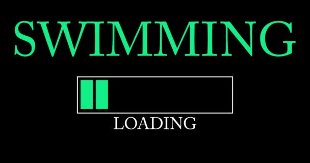 Swimming Text Loading Downloading Uploading Bar Indicator Download Upload Computer — Αρχείο Βίντεο