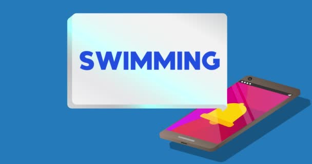 Zwemtekst Notificatie Zeepbel Van Draagbare Informatie Apparaat Scherm Mobiele App — Stockvideo