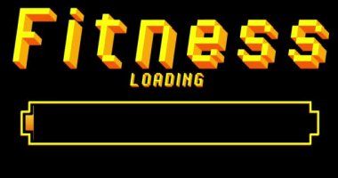 Çubuk Göstergesi Yükleme, İndirme ve Yükleme ile Fitness metni. Bilgisayar ekranına yükle, yükle.
