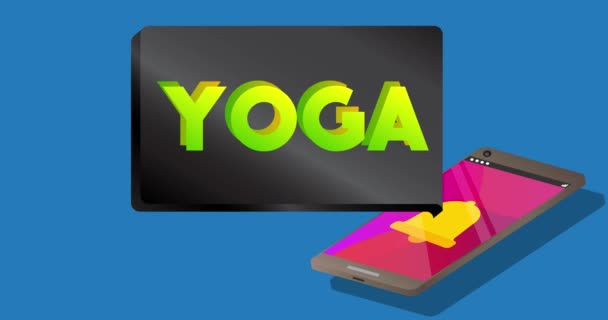 Yoga Testo Sulla Bolla Notifica Dallo Schermo Del Dispositivo Informazione — Video Stock