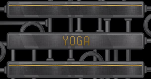 Yoga Tekst Een Digital Led Panel Mededeling Met Lichtapparatuur — Stockvideo