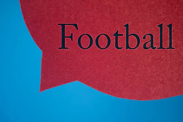 サッカーのテキストと色の背景の前でスピーチバブル — ストック写真