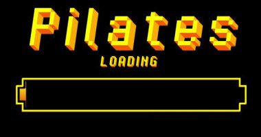 Çubuk Göstergesi Yükleme, İndirme ve Yükleme ile pilates metni. Bilgisayar ekranına yükle, yükle.