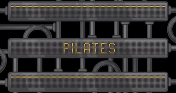 Texto Pilates Panel Led Digital Mensaje Anuncio Con Equipo Ligero — Vídeos de Stock