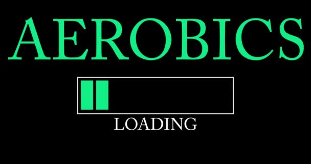 Aerobics Tekst Met Laden Downloaden Uploaden Bar Indicator Downloaden Uploaden — Stockvideo