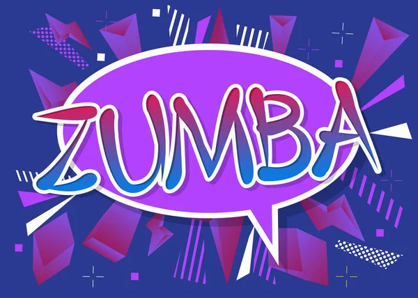 Zumba. Çizgi film tarzında Çocuk yazıtipi ile yazılmış sözcük.