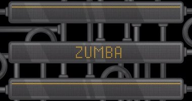 Dijital Öncü Panelde Zumba metni. Hafif Ekipmanlı Duyuru İletisi.