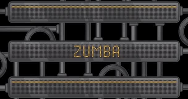 Texto Zumba Panel Led Digital Mensaje Anuncio Con Equipo Ligero — Vídeos de Stock
