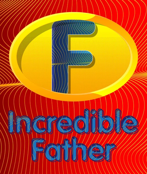 Superheld Wapenschild Met Ongelooflijke Vader Icoon Kleurrijke Stripstijl Vector Illustratie — Stockvector