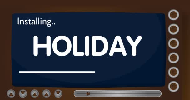 Instalando Holiday Pantalla Texto Vieja — Vídeo de stock