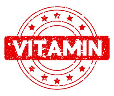Vitamin metniyle basit vintage kauçuk damga.