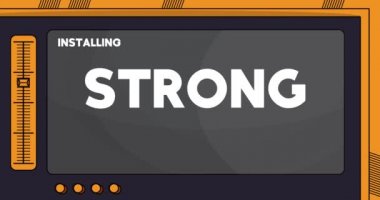 Çizgi film ekranına güçlü metin yükleniyor.